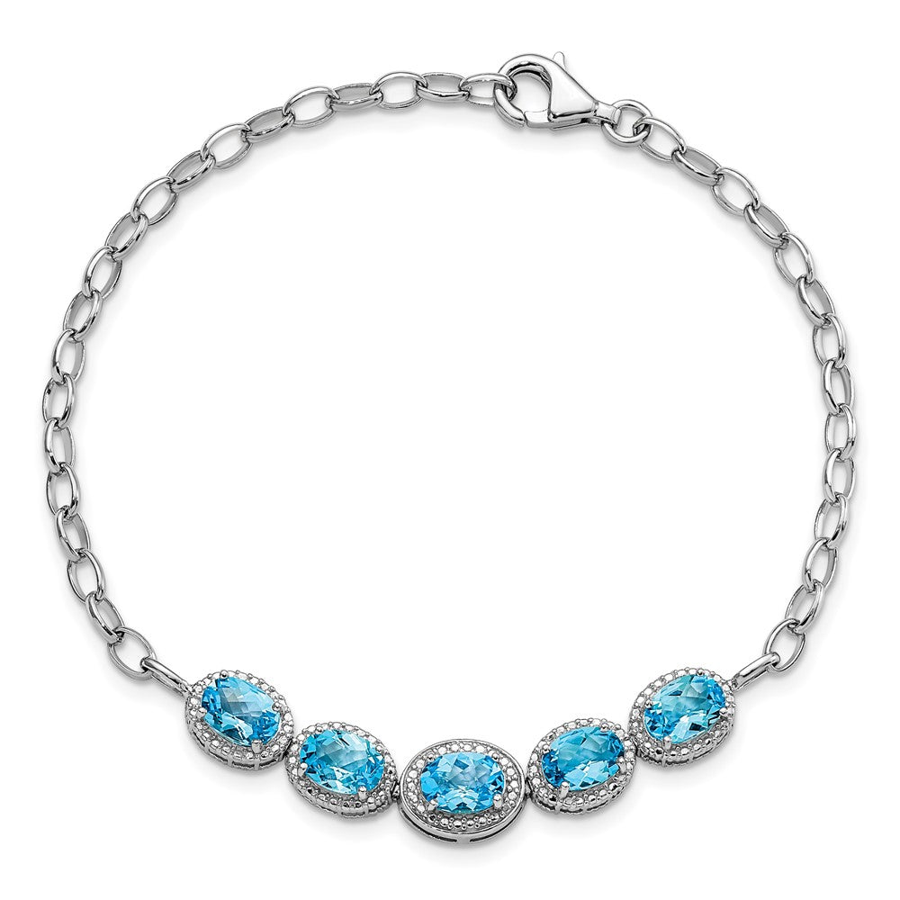 Sterlingsilber Rhod-plat Blautopas Armband