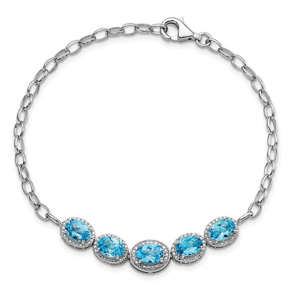 Sterlingsilber Rhod-plat Blautopas Armband