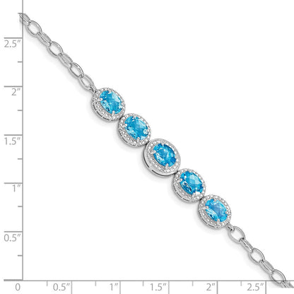 Sterlingsilber Rhod-plat Blautopas Armband