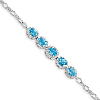 Sterlingsilber Rhod-plat Blautopas Armband