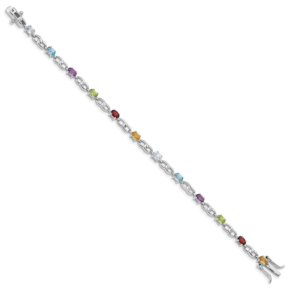 7.5 Zoll Sterlingsilber Rhod-plat Ameth, Bl Oberteil Citri, Perid, Granat Armband