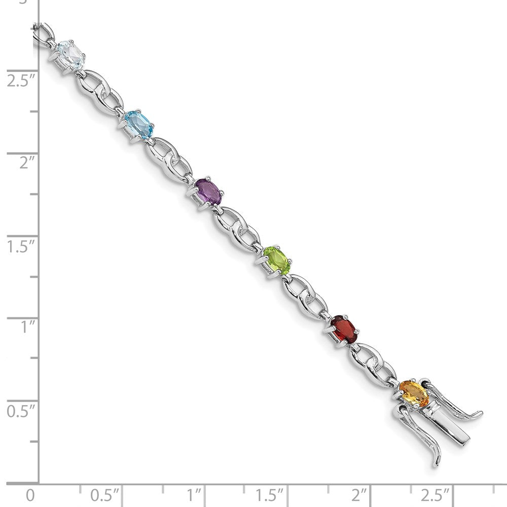 7.5 Zoll Sterlingsilber Rhod-plat Ameth, Bl Oberteil Citri, Perid, Granat Armband