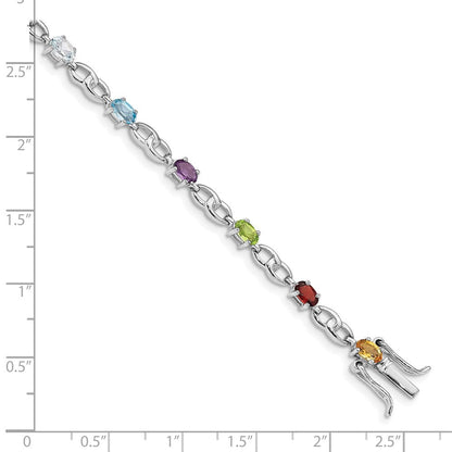 7.5 Zoll Sterlingsilber Rhod-plat Ameth, Bl Oberteil Citri, Perid, Granat Armband