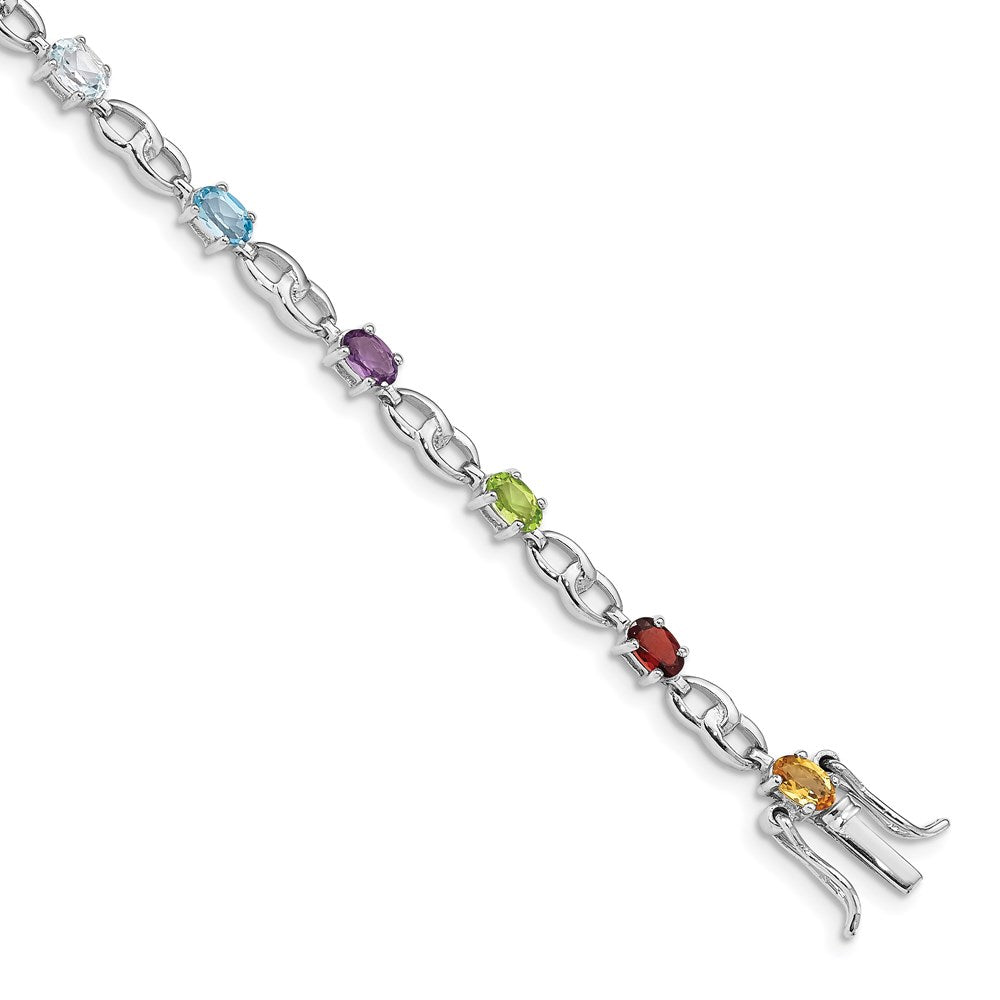 7.5 Zoll Sterlingsilber Rhod-plat Ameth, Bl Oberteil Citri, Perid, Granat Armband