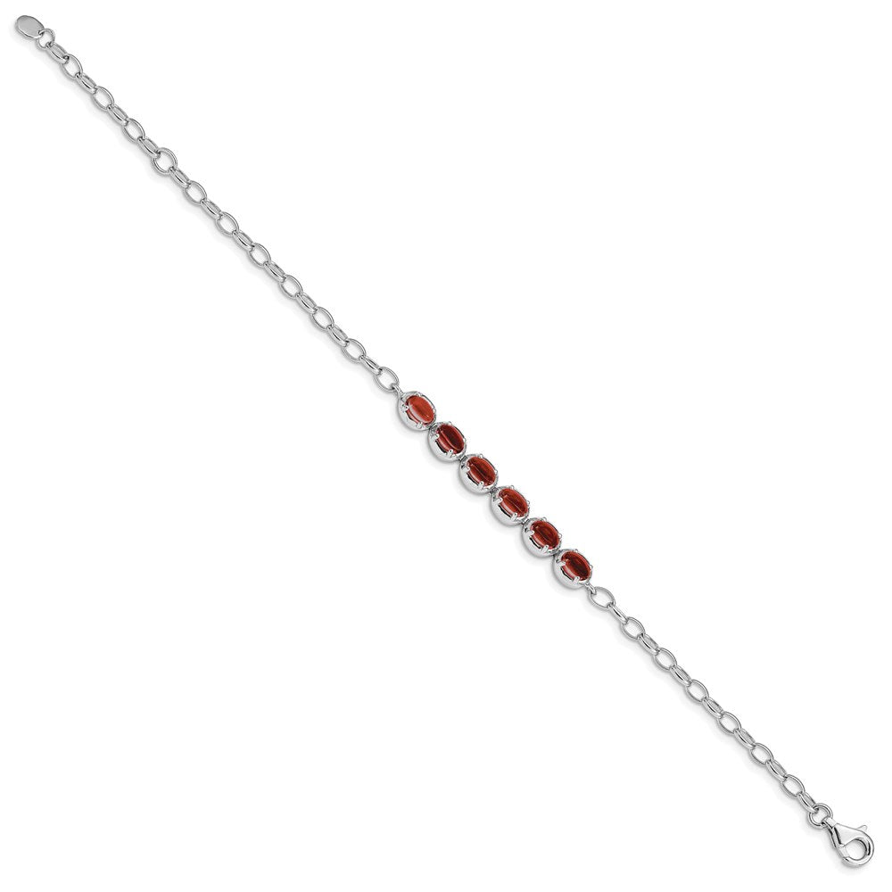 8 Zoll Sterlingsilber Rhodiniert Granat Armband
