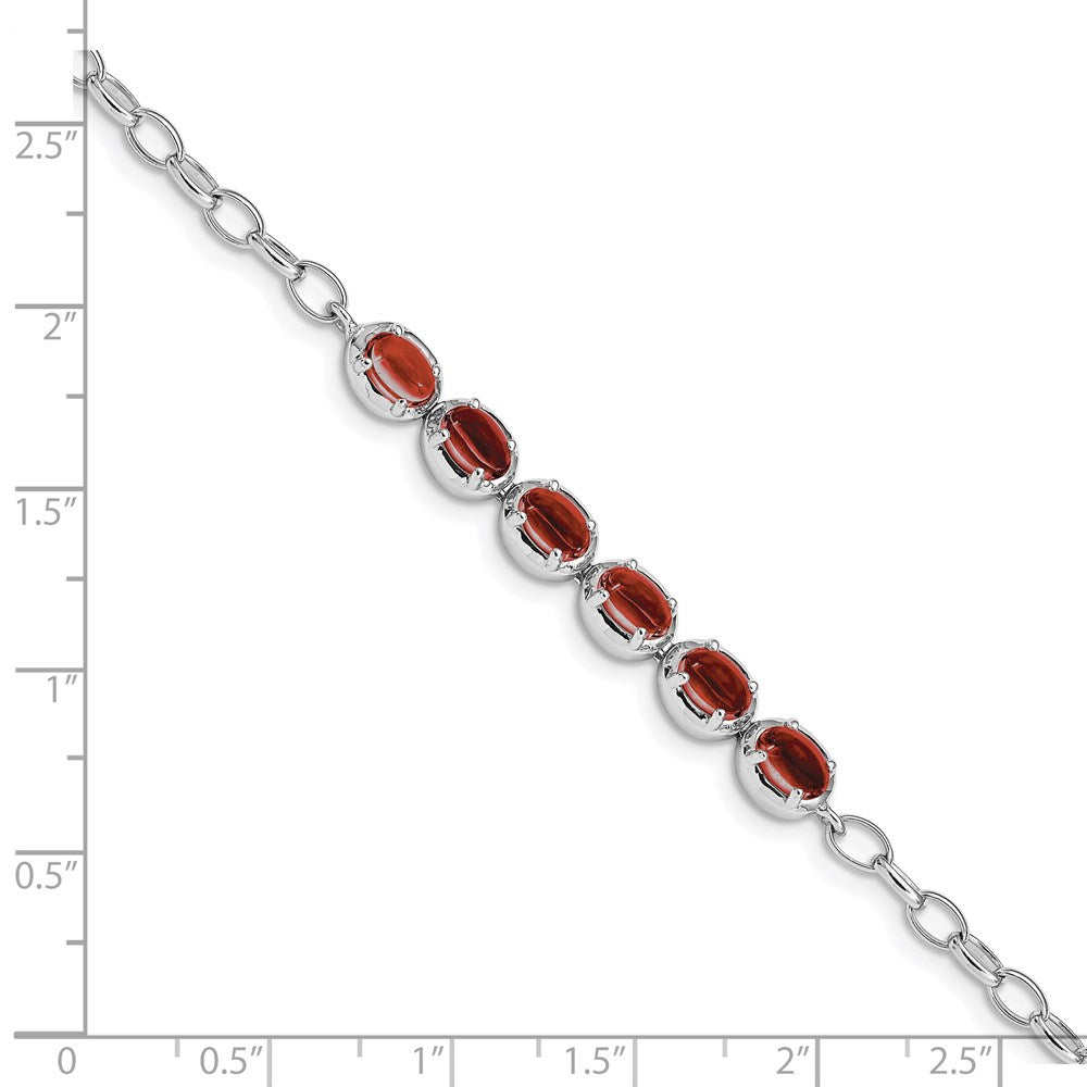 8 Zoll Sterlingsilber Rhodiniert Granat Armband