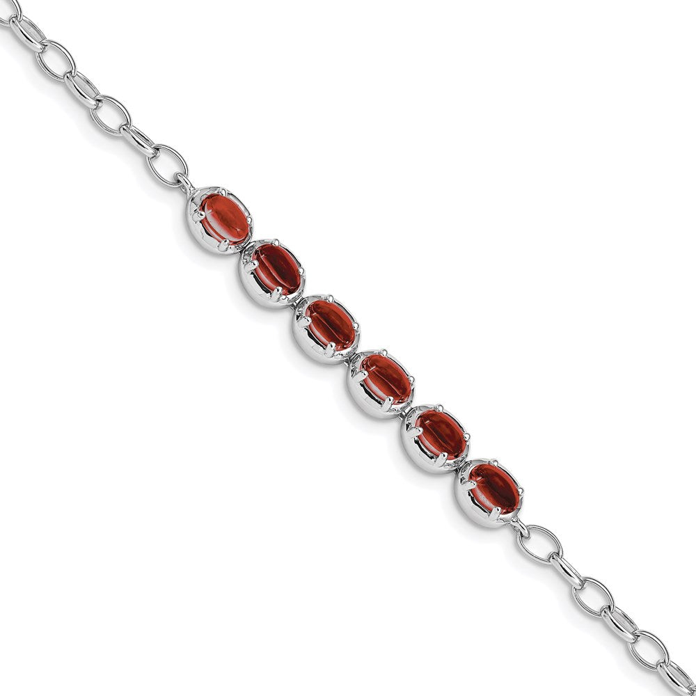 8 Zoll Sterlingsilber Rhodiniert Granat Armband