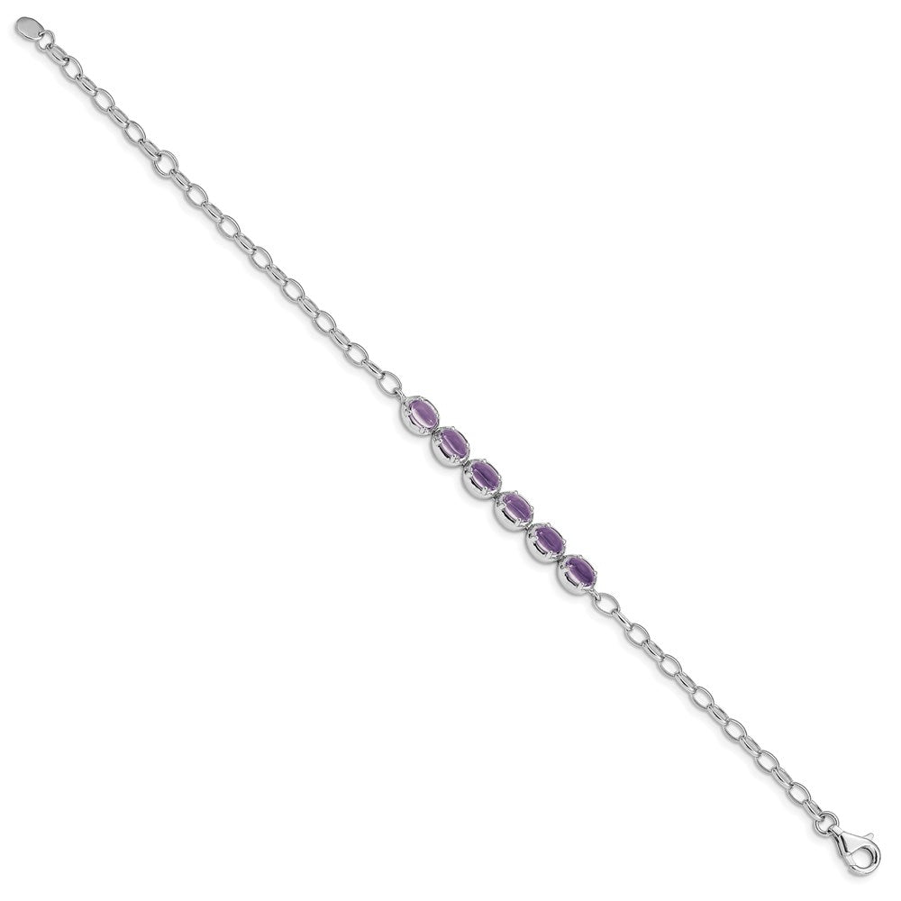 8 Zoll Sterlingsilber Rhodiniert Amethyst Armband