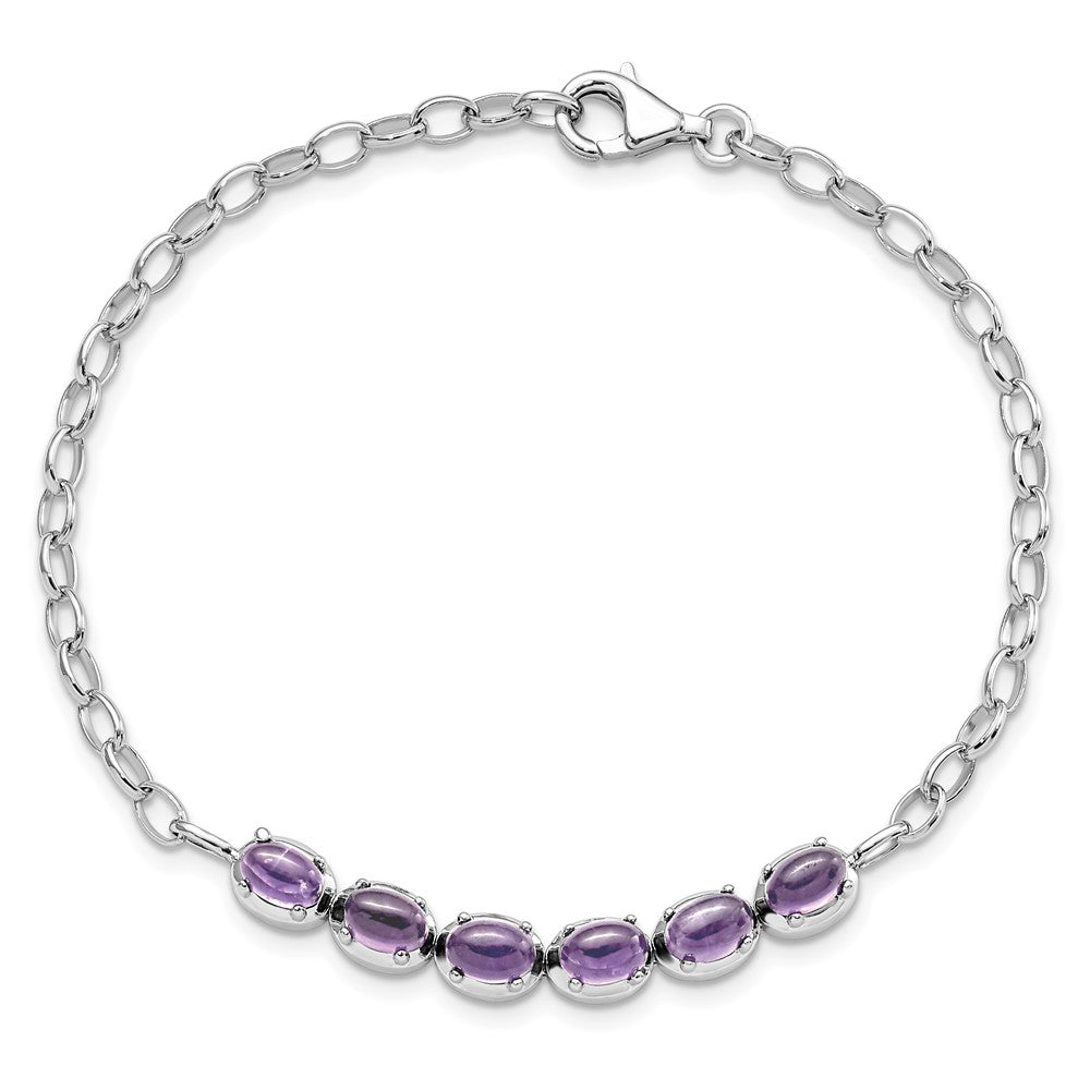 8 Zoll Sterlingsilber Rhodiniert Amethyst Armband