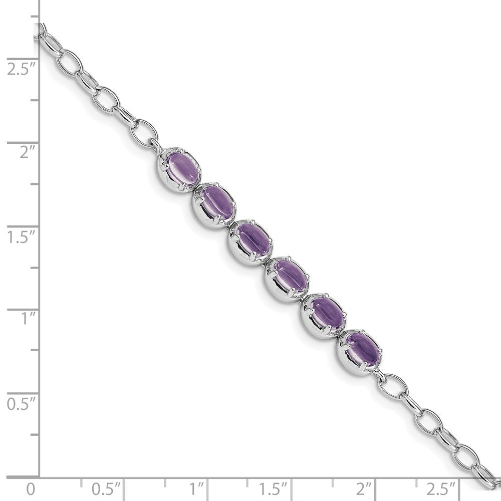 8 Zoll Sterlingsilber Rhodiniert Amethyst Armband
