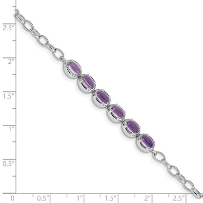 8 Zoll Sterlingsilber Rhodiniert Amethyst Armband