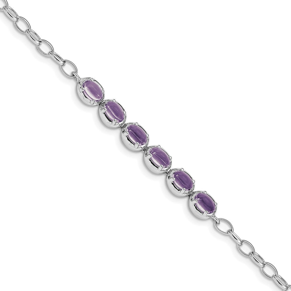 8 Zoll Sterlingsilber Rhodiniert Amethyst Armband