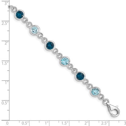 8 Zoll Sterlingsilber Rhod-plat London und Licht Schweizer Blautopas Armband