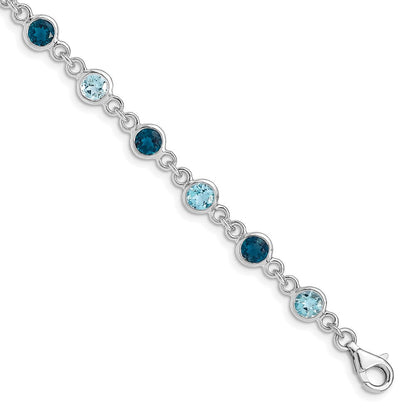 8 Zoll Sterlingsilber Rhod-plat London und Licht Schweizer Blautopas Armband
