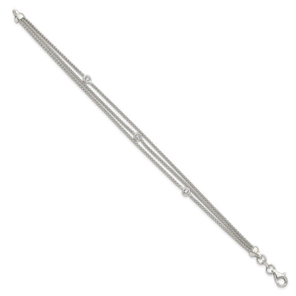 7.5 Zoll Sterlingsilber Poliert Multi Strang Zirkonia Armband