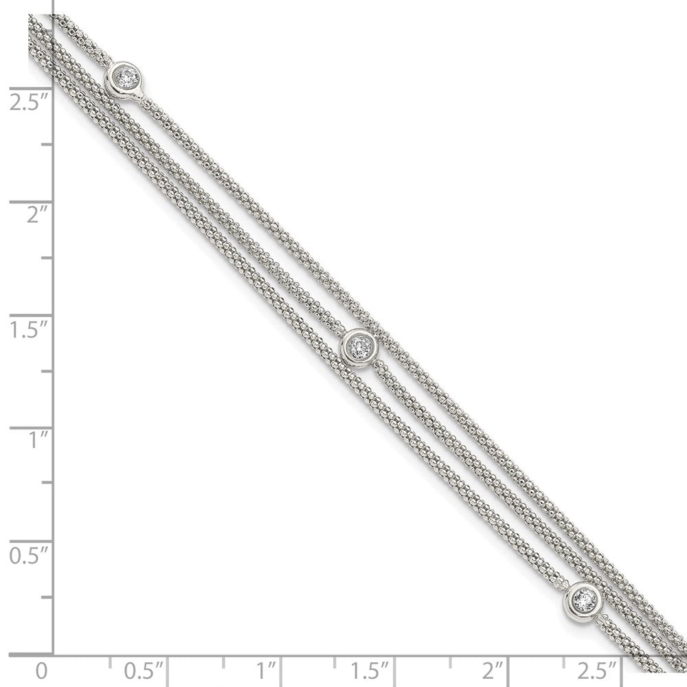 7.5 Zoll Sterlingsilber Poliert Multi Strang Zirkonia Armband