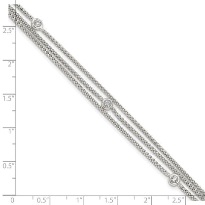 7.5 Zoll Sterlingsilber Poliert Multi Strang Zirkonia Armband