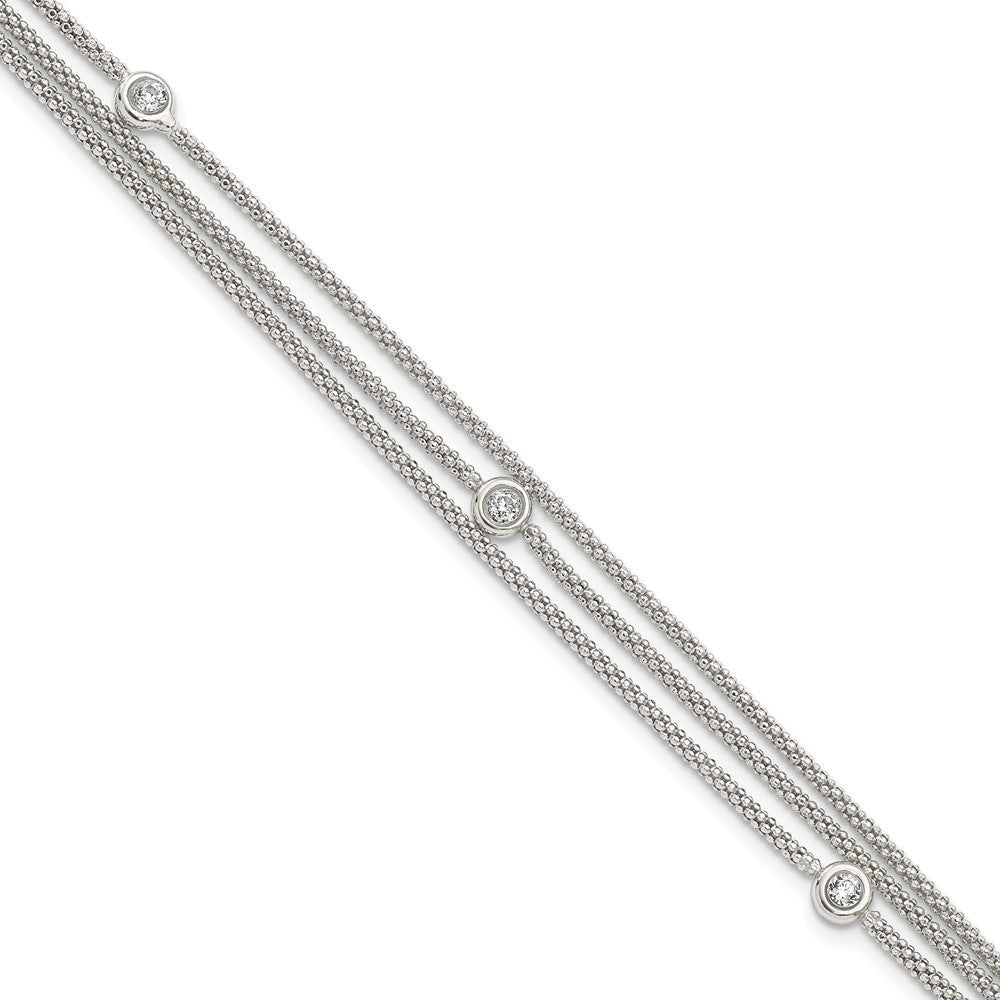 7.5 Zoll Sterlingsilber Poliert Multi Strang Zirkonia Armband