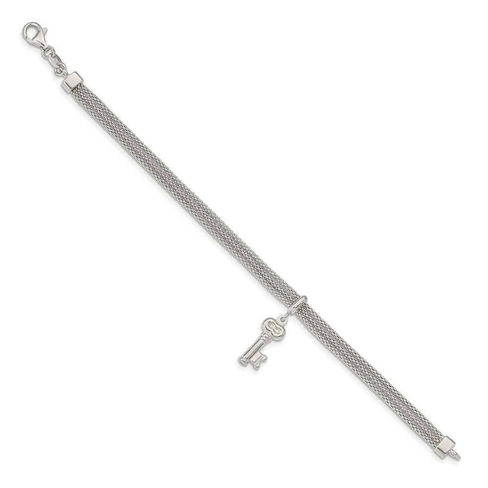 7.5 Zoll Sterlingsilber Poliert Multi Strang Key Hängend Armband