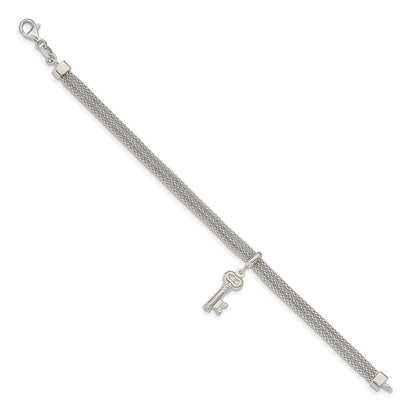 7.5 Zoll Sterlingsilber Poliert Multi Strang Key Hängend Armband