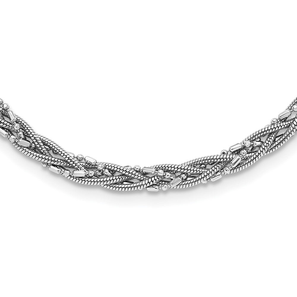 18 Zoll Sterlingsilber Rhodiniert Geflochten Perlen und Schlange Halskette