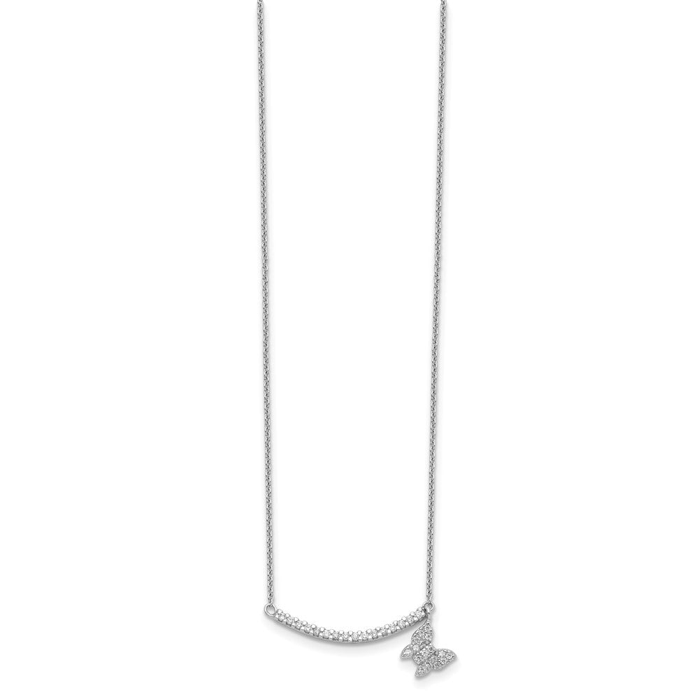 Sterlingsilber Zirkonia Stab mit Schmetterling Hängend Halskette