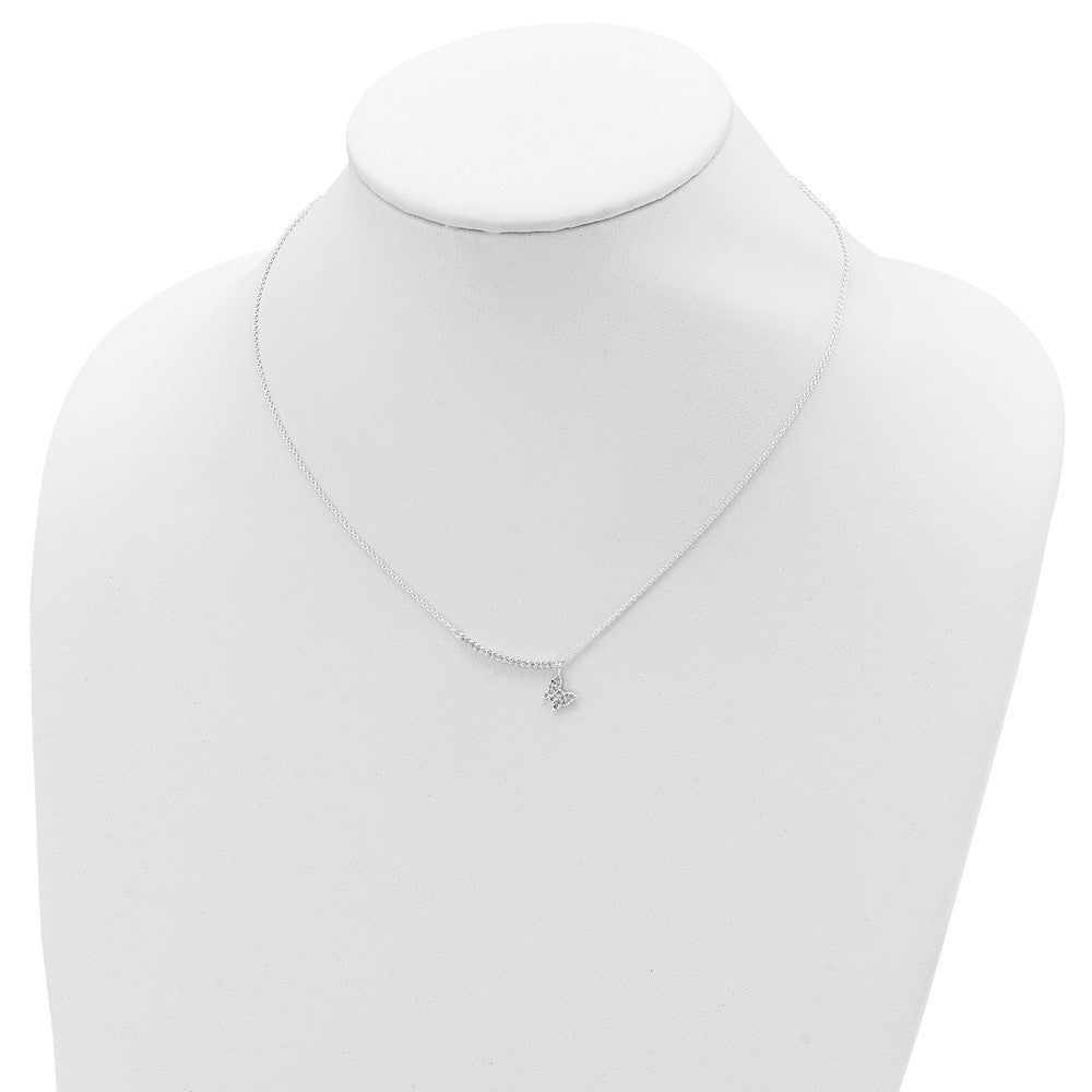 Sterlingsilber Zirkonia Stab mit Schmetterling Hängend Halskette