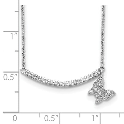 Sterlingsilber Zirkonia Stab mit Schmetterling Hängend Halskette