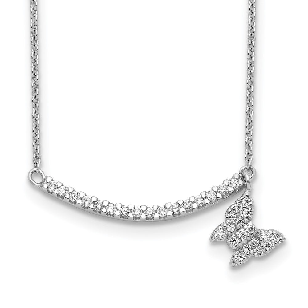 Sterlingsilber Zirkonia Stab mit Schmetterling Hängend Halskette