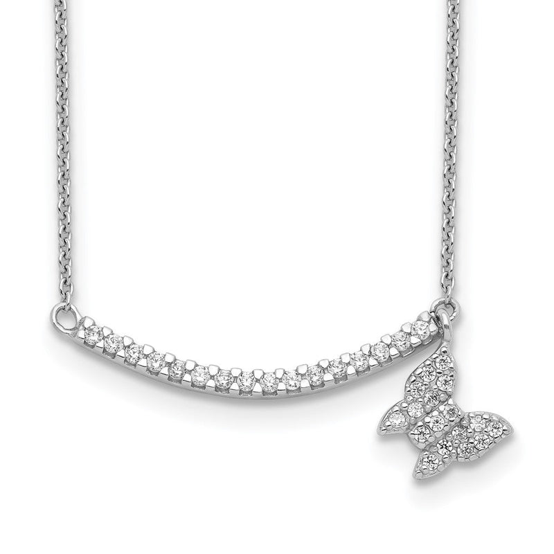 Sterlingsilber Zirkonia Stab mit Schmetterling Hängend Halskette