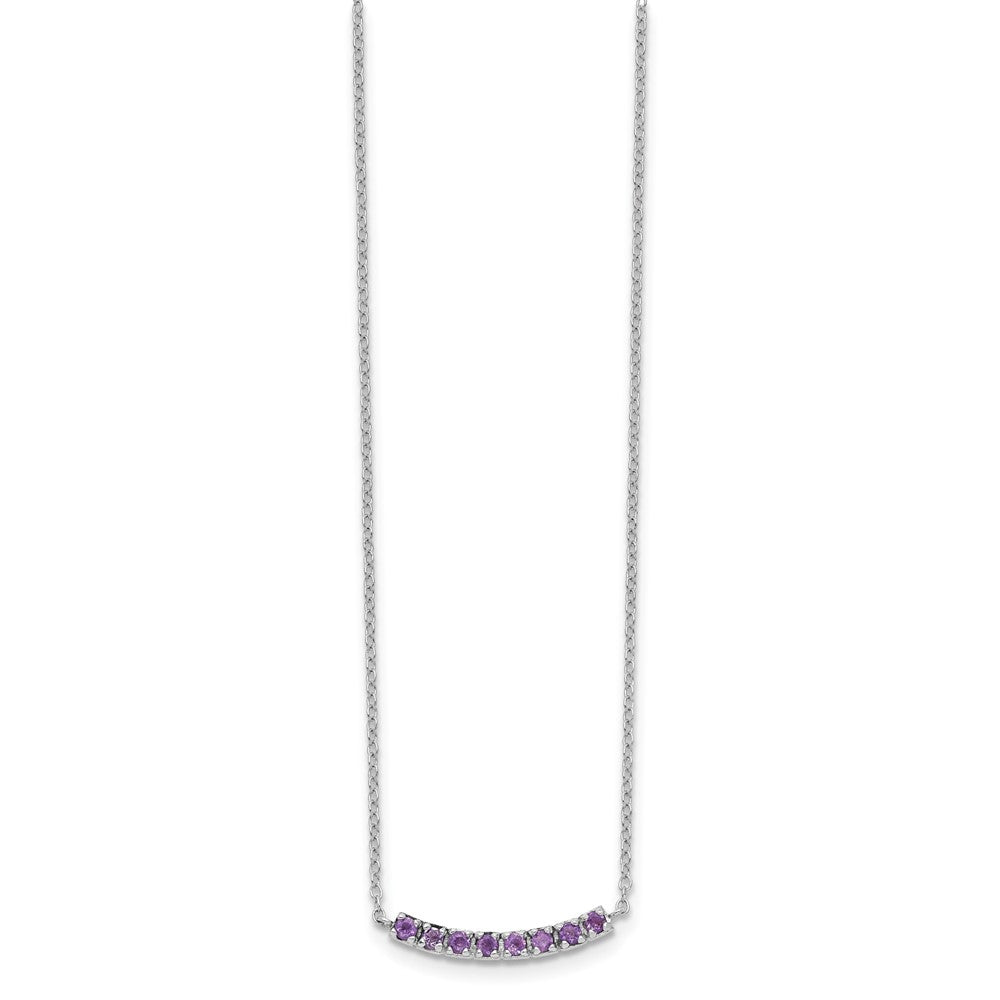 Sterlingsilber Rhodiniert Amethyst Stab mit 2 Zoll Verlängerung Halskette