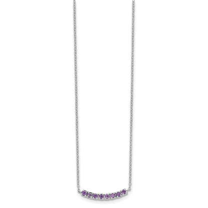 Sterlingsilber Rhodiniert Amethyst Stab mit 2 Zoll Verlängerung Halskette