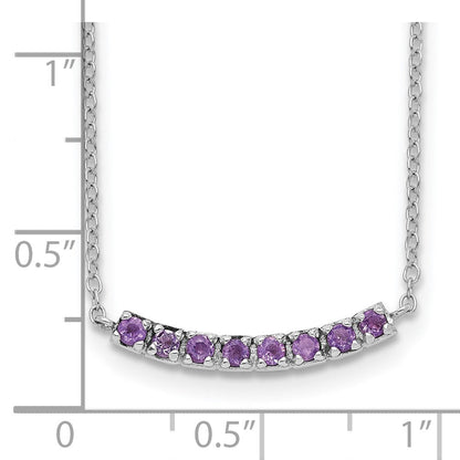 Sterlingsilber Rhodiniert Amethyst Stab mit 2 Zoll Verlängerung Halskette