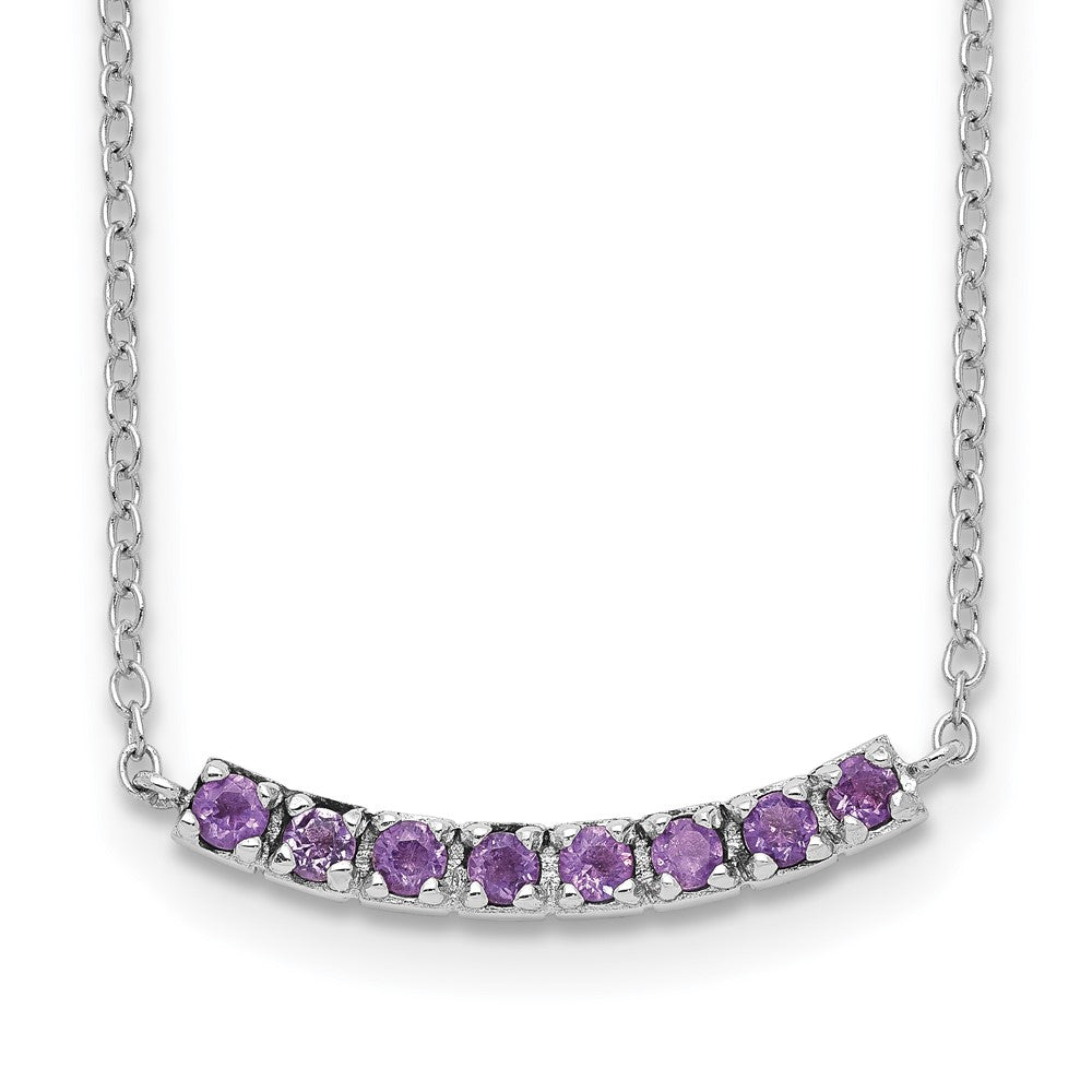 Sterlingsilber Rhodiniert Amethyst Stab mit 2 Zoll Verlängerung Halskette