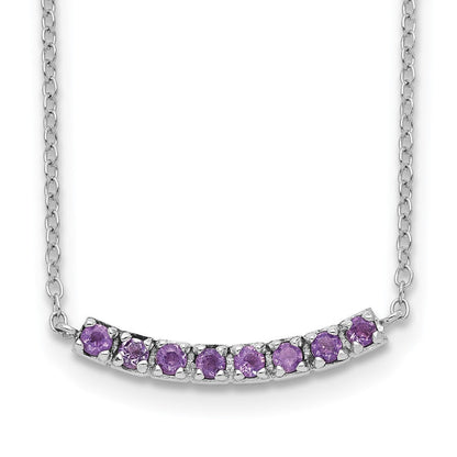 Sterlingsilber Rhodiniert Amethyst Stab mit 2 Zoll Verlängerung Halskette