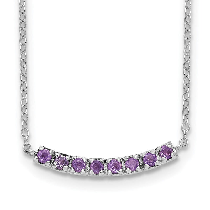 Sterlingsilber Rhodiniert Amethyst Stab mit 2 Zoll Verlängerung Halskette