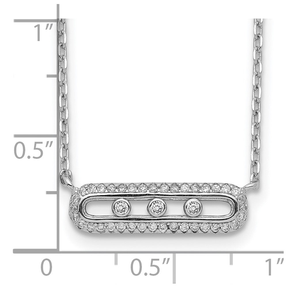 Sterlingsilber Rhodiniert Zirkonia Stab mit 2 Zoll Verlängerung. Halskette