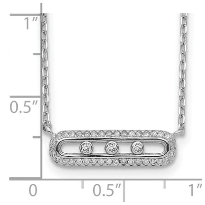 Sterlingsilber Rhodiniert Zirkonia Stab mit 2 Zoll Verlängerung. Halskette