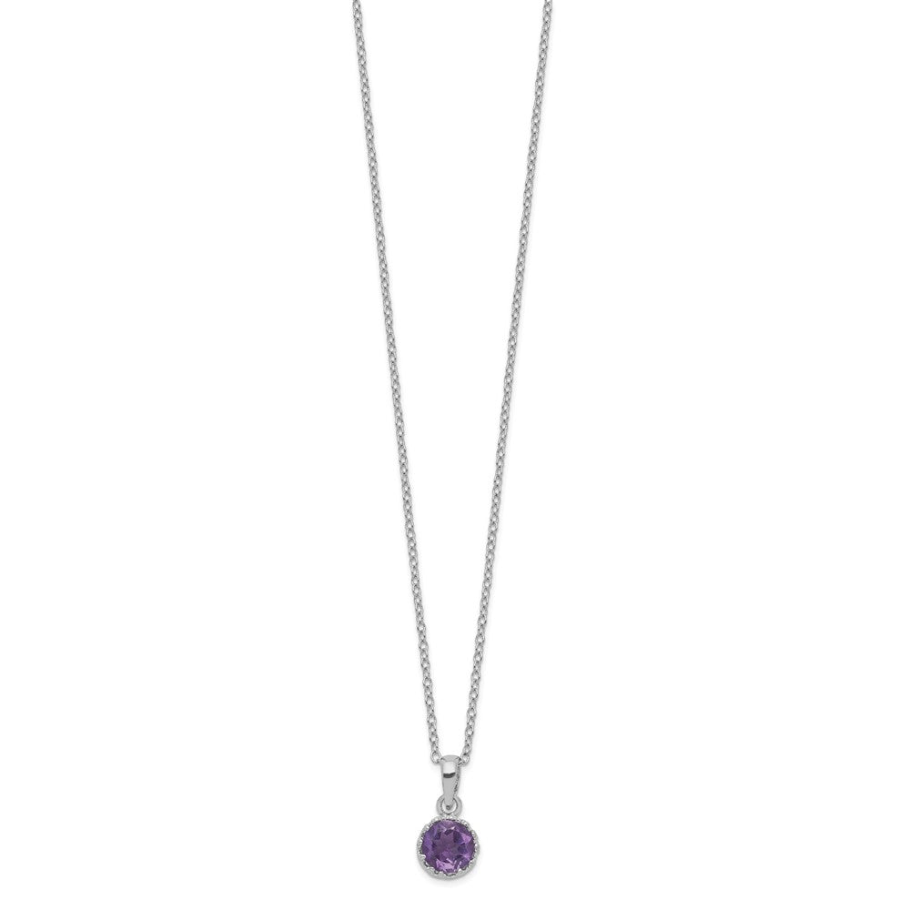 Sterlingsilber Rhodiniert 7mm Rund Amethyst Halskette