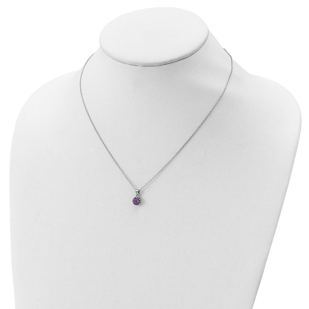 Sterlingsilber Rhodiniert 7mm Rund Amethyst Halskette