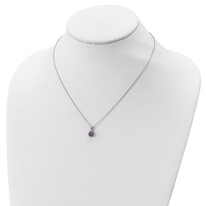 Sterlingsilber Rhodiniert 7mm Rund Amethyst Halskette