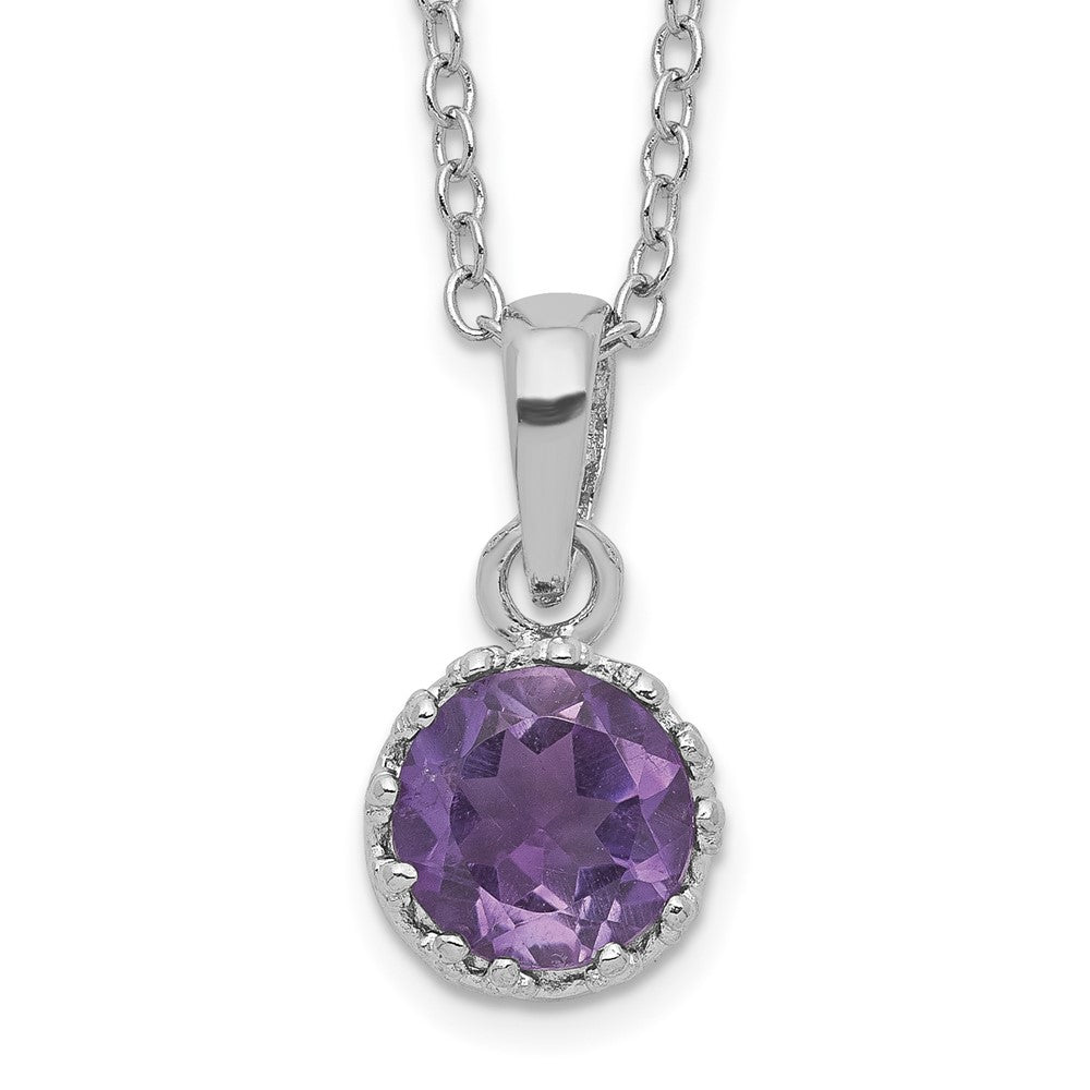 Sterlingsilber Rhodiniert 7mm Rund Amethyst Halskette