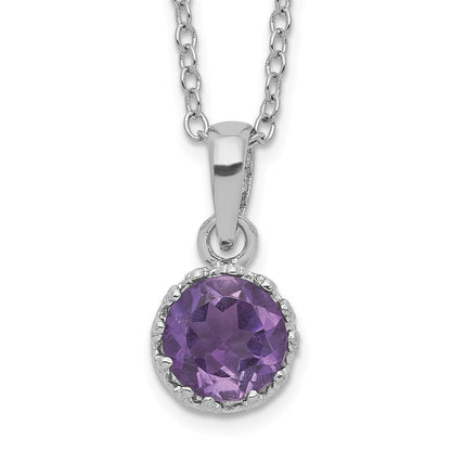 Sterlingsilber Rhodiniert 7mm Rund Amethyst Halskette