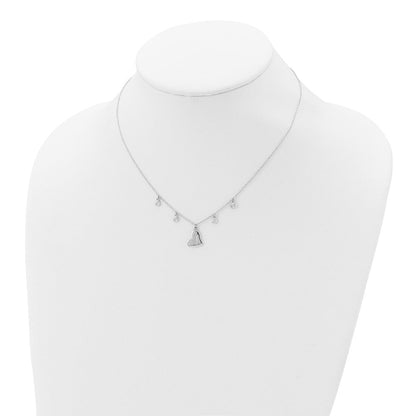 Sterlingsilber Rhodiniert Zirkonia Liebe Herz mit 2 Zoll Verlängerung Halskette