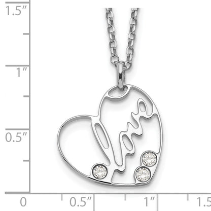 Sterlingsilber Zirkonia Liebe Herz Halskette