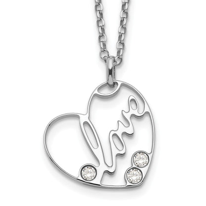 Sterlingsilber Zirkonia Liebe Herz Halskette