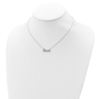 Sterlingsilber Rhodiniert Zirkonia Liebe mit 1 Zoll Verlängerung Halskette