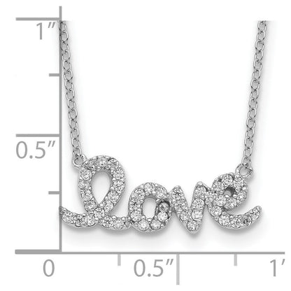 Sterlingsilber Rhodiniert Zirkonia Liebe mit 1 Zoll Verlängerung Halskette