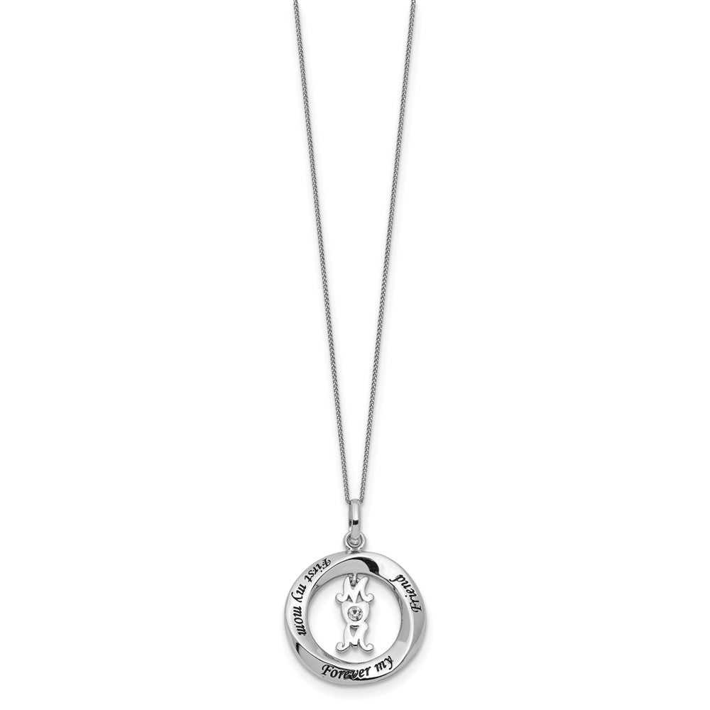 Sterlingsilber Zirkonia First My Mama, für Immer Freund Halskette