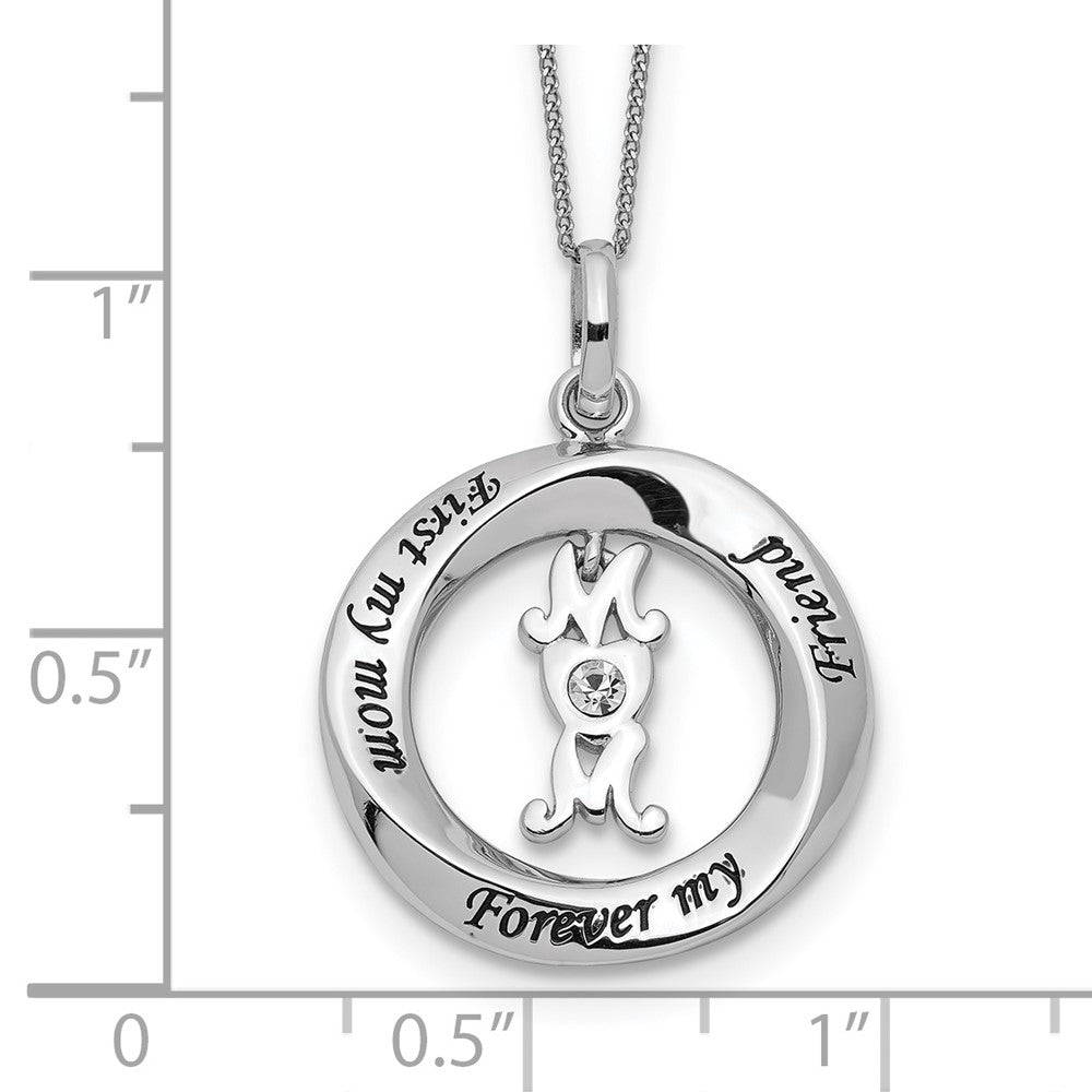 Sterlingsilber Zirkonia First My Mama, für Immer Freund Halskette